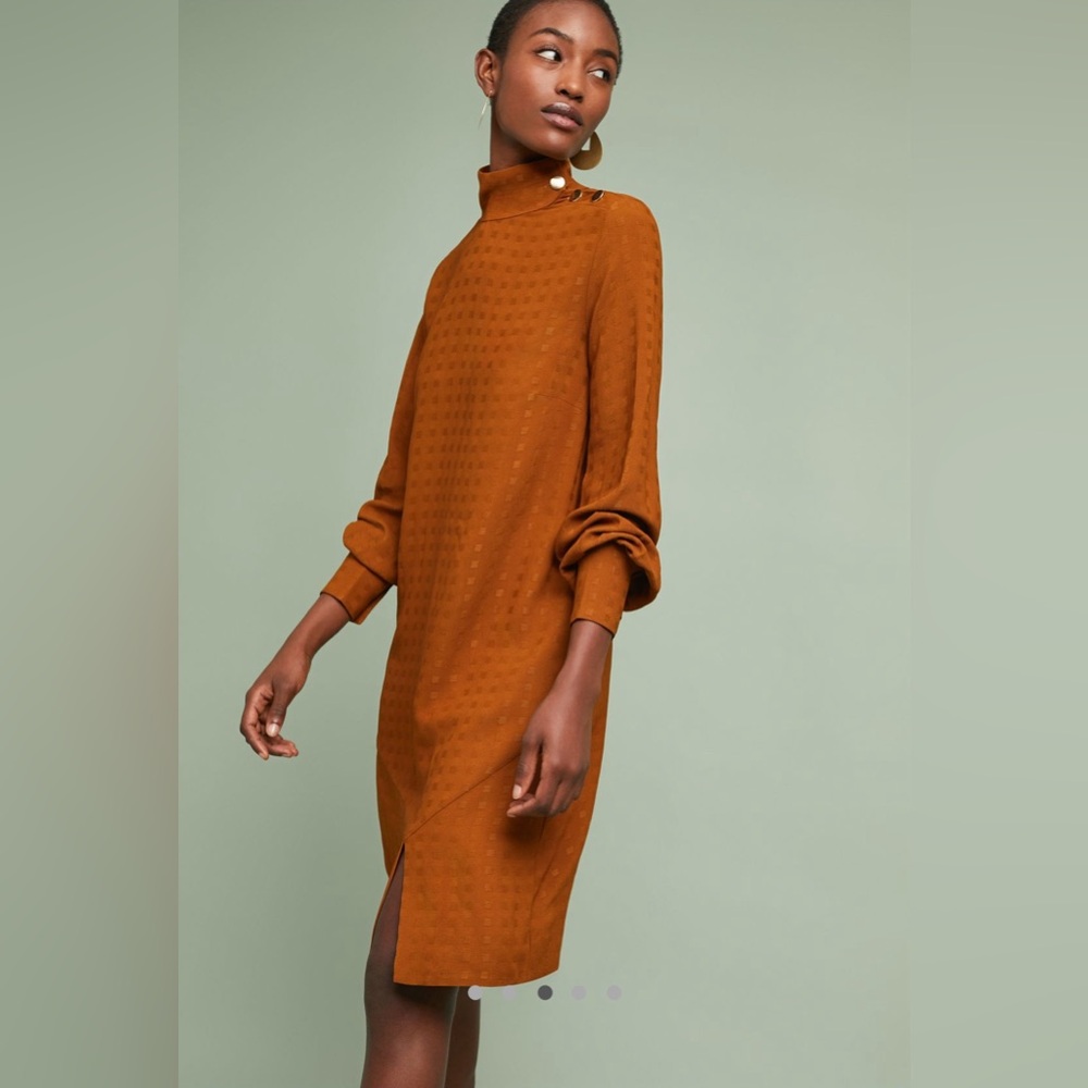 Anthropologie Ottod’Ame Carmen Mock Neck Dress. Size 4. Honey color.